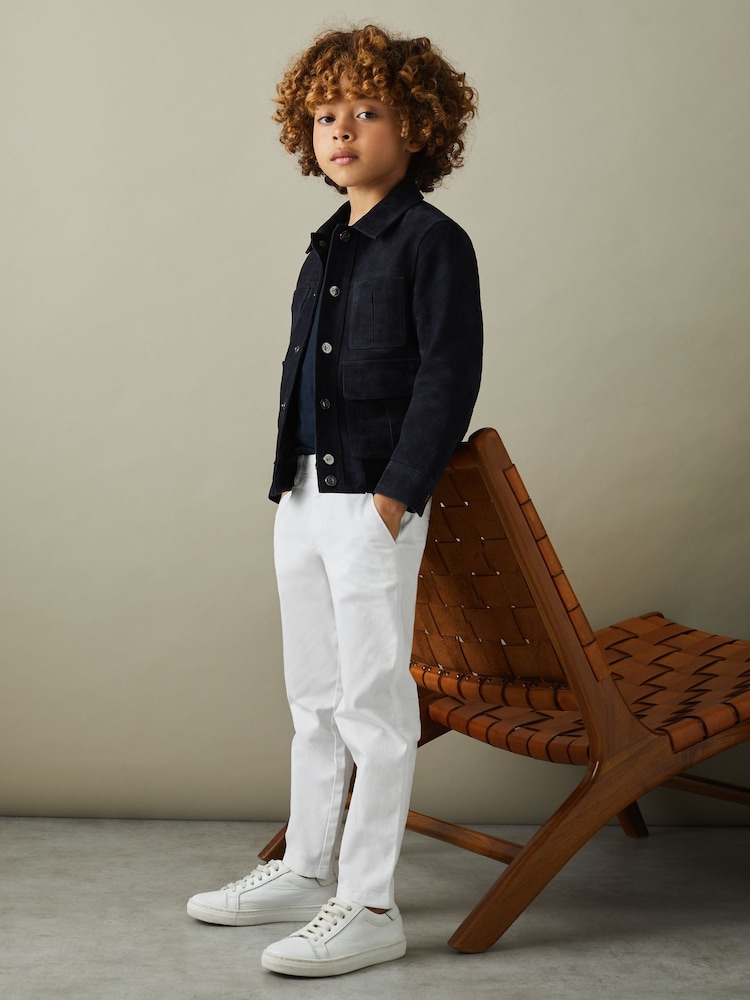 Reiss White Pitch 3-9 yrs Slim Fit Casual Chinos - Image 1 of 4