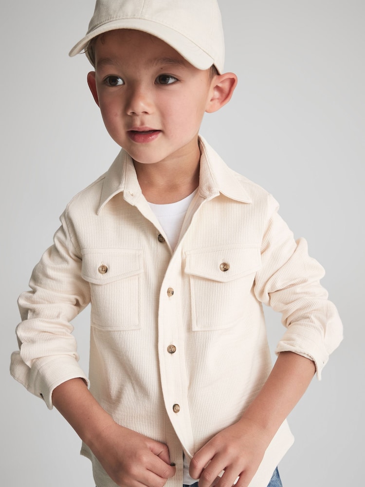 Reiss Ecru James Junior Jersey Textured Overshirt - Image 1 of 6