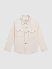 Reiss Ecru James Junior Jersey Textured Overshirt - Image 2 of 6