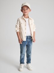 Reiss Ecru James Junior Jersey Textured Overshirt - Image 4 of 6