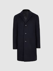 Reiss Navy Gable Single Breasted Overcoat - Image 2 of 7