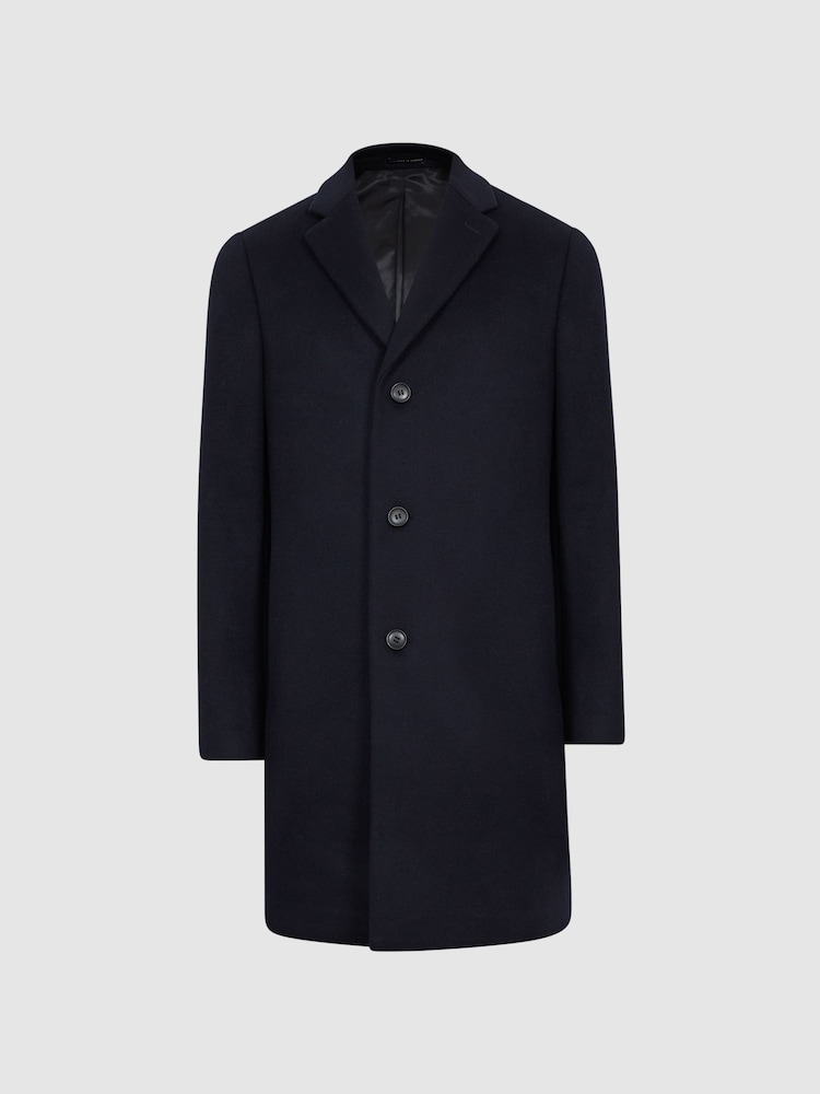 Reiss Navy Gable Single Breasted Overcoat - Image 2 of 7