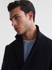 Reiss Navy Gable Single Breasted Overcoat - Image 4 of 7