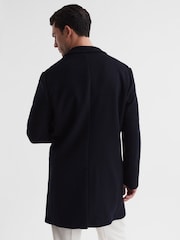 Reiss Navy Gable Single Breasted Overcoat - Image 5 of 7