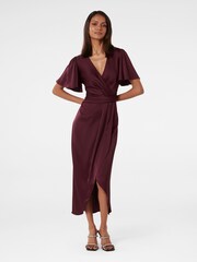 Forever New Purple Petite Estelle Flutter Sleeve Midi Dress - Image 1 of 4