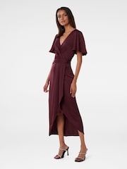 Forever New Purple Petite Estelle Flutter Sleeve Midi Dress - Image 3 of 4