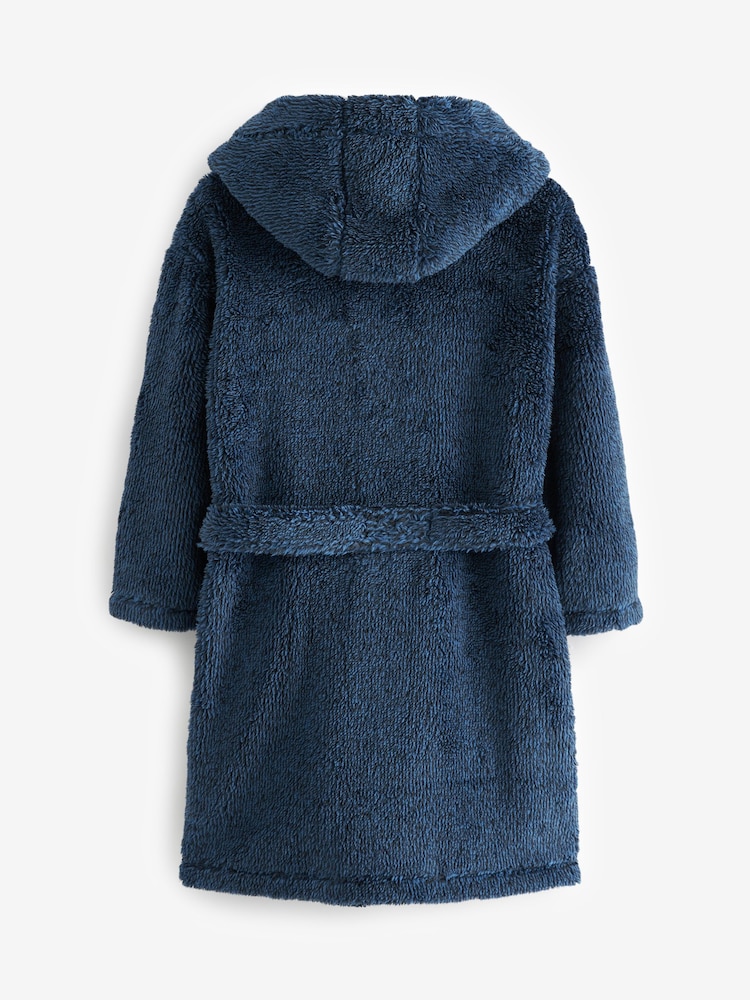 Navy Blue Fleece Dressing Gown (1.5-16yrs) - Image 2 of 3