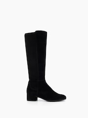 Dune London Black Suede Standard Fit Tayla Smart Stretch High Leg Boots - Image 3 of 6