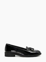 Dune London Black Global Almond Tassel Loafers - Image 1 of 3