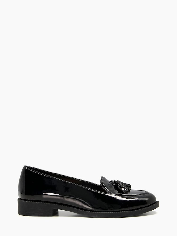 Dune London Black Global Almond Tassel Loafers - Image 1 of 3