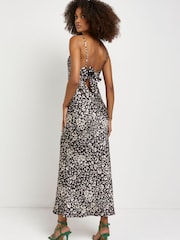 River Island Emily Green Satin Cowl Neck Midi Dress - Image 3 of 4