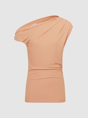 Reiss Blush Celia Short Sleeve Drape Top - Image 2 of 5