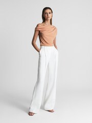Reiss Blush Celia Short Sleeve Drape Top - Image 3 of 5