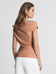 Reiss Blush Celia Short Sleeve Drape Top - Image 5 of 5
