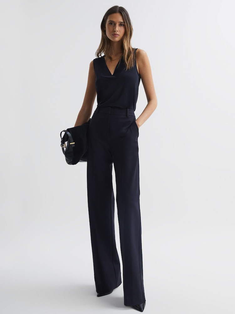 أزرق داكن - بلوزة برقبة سبعة Taylor من Reiss - صورة 1 من 7