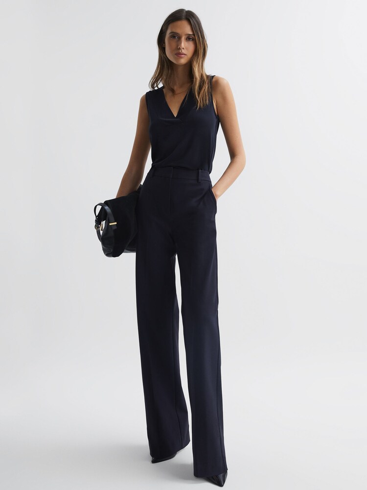 Reiss Navy Taylor V-Neck Shell Blouse - Image 1 of 7 Reiss Navy Taylor V-Neck Shell Blouse - Image 1 of 7