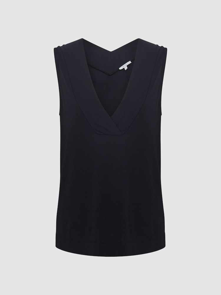 أزرق داكن - بلوزة برقبة سبعة Taylor من Reiss - صورة 2 من 7