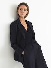 أزرق داكن - بلوزة برقبة سبعة Taylor من Reiss - صورة 6 من 7