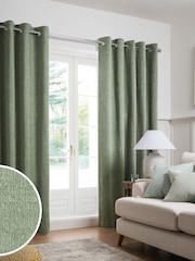 Green Sage Heavyweight Chenille Eyelet Blackout/Thermal Curtains - Image 1 of 7