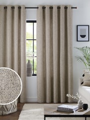 Natural Bobble Texture Lined Eyelet Curtains - Image 1 of 12