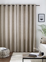Natural Bobble Texture Lined Eyelet Curtains - Image 2 of 12