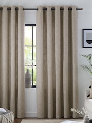 Natural Bobble Texture Lined Eyelet Curtains - Image 3 of 12