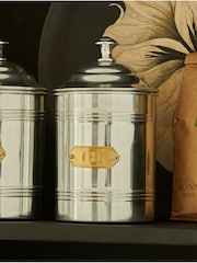 Rockett St George Silver Vintage Tea Tin Storage Jar - Image 1 of 7