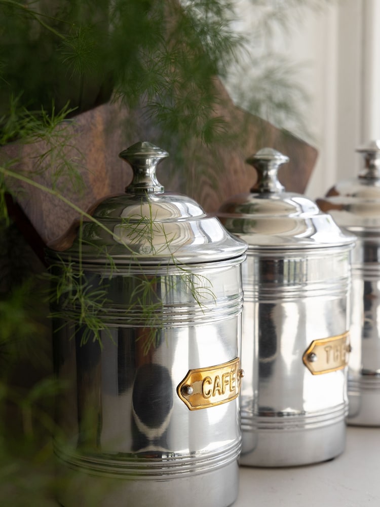 Rockett St George Silver Vintage Tea Tin Storage Jar - Image 2 of 7
