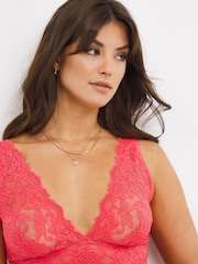 Figleaves Coral Pink Millie Lace Bralette - Image 1 of 5