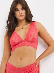 Figleaves Coral Pink Millie Lace Bralette - Image 4 of 5