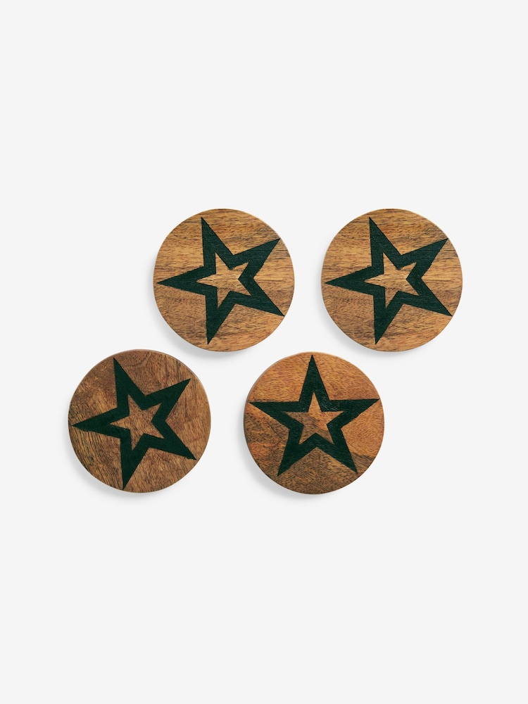 Rockett St George Set of 2 Wood Studio Star Set of 4 Coasters - Image 2 of 3
