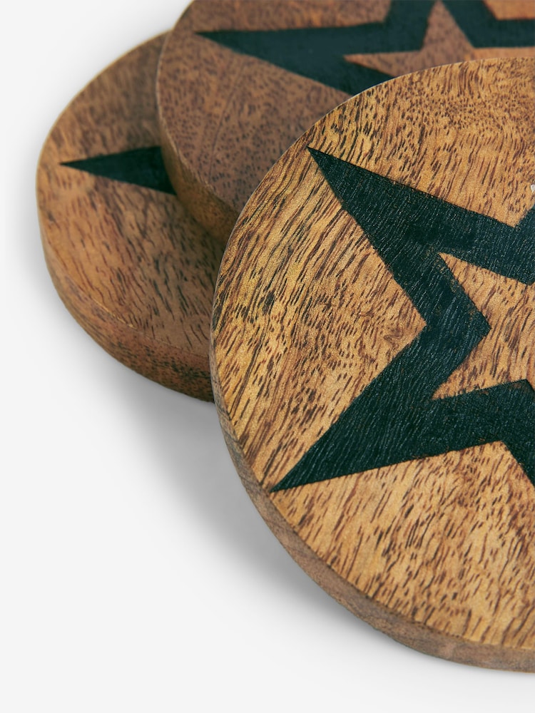 Rockett St George Set of 2 Wood Studio Star Set of 4 Coasters - Image 3 of 3 Rockett St George Set of 2 Wood Studio Star Set of 4 Coasters - Image 3 of 3