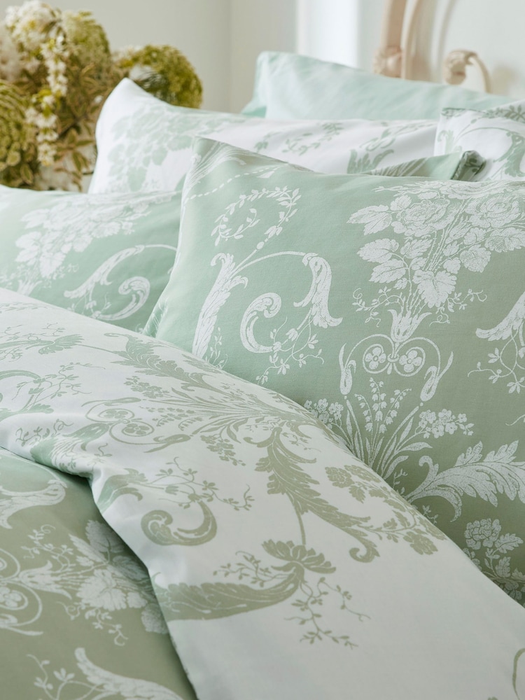 Laura Ashley Set of 2 Fresh Green 200 Thread Count Josette 100% Cotton Pillowcases - Image 1 of 4