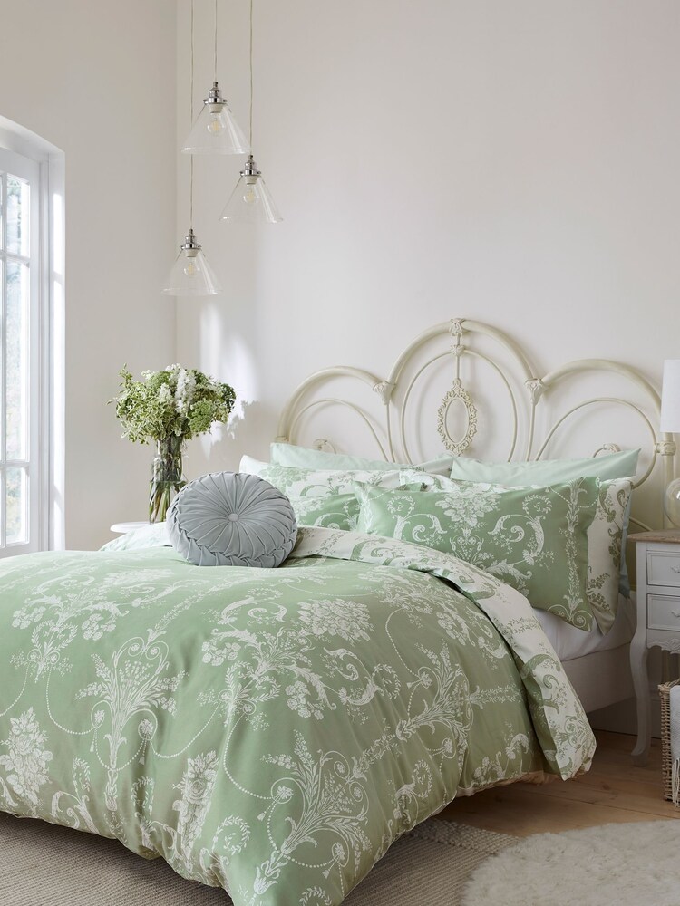 Laura Ashley Set of 2 Fresh Green 200 Thread Count Josette 100% Cotton Pillowcases - Image 2 of 4