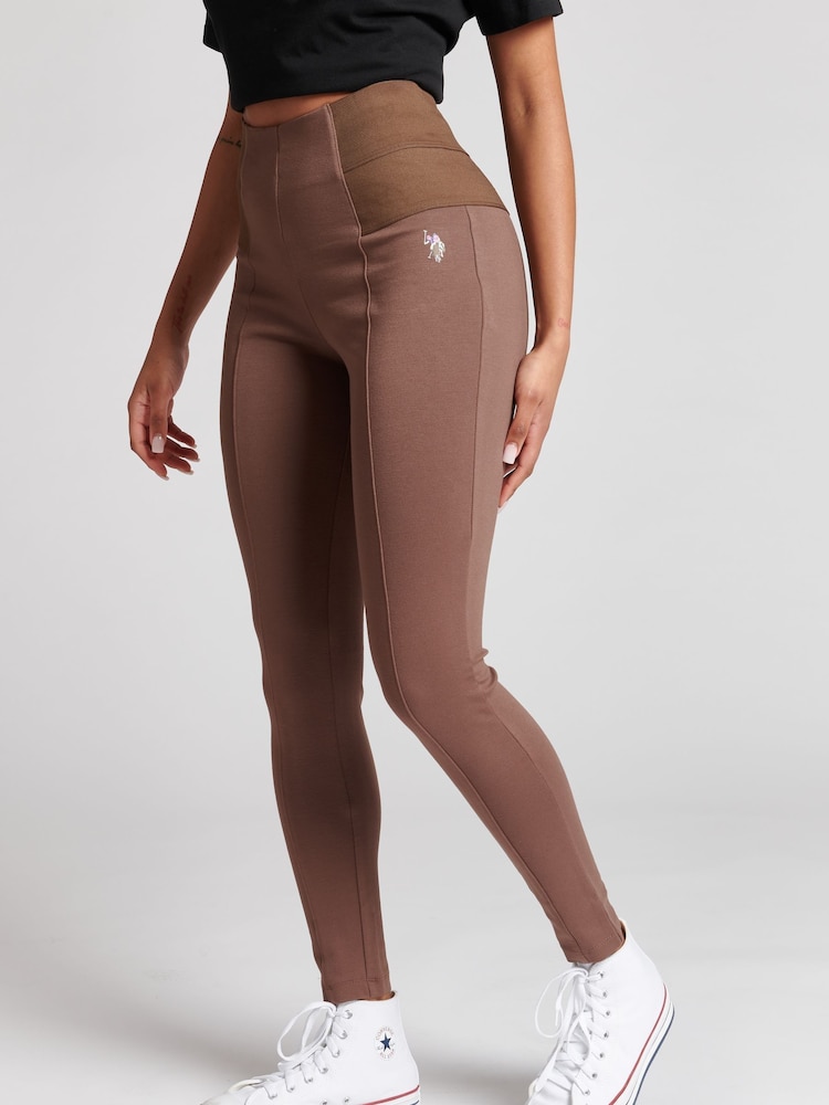 U.S. Polo Assn. Womens Elastic Waistband Leggings - Image 3 of 4
