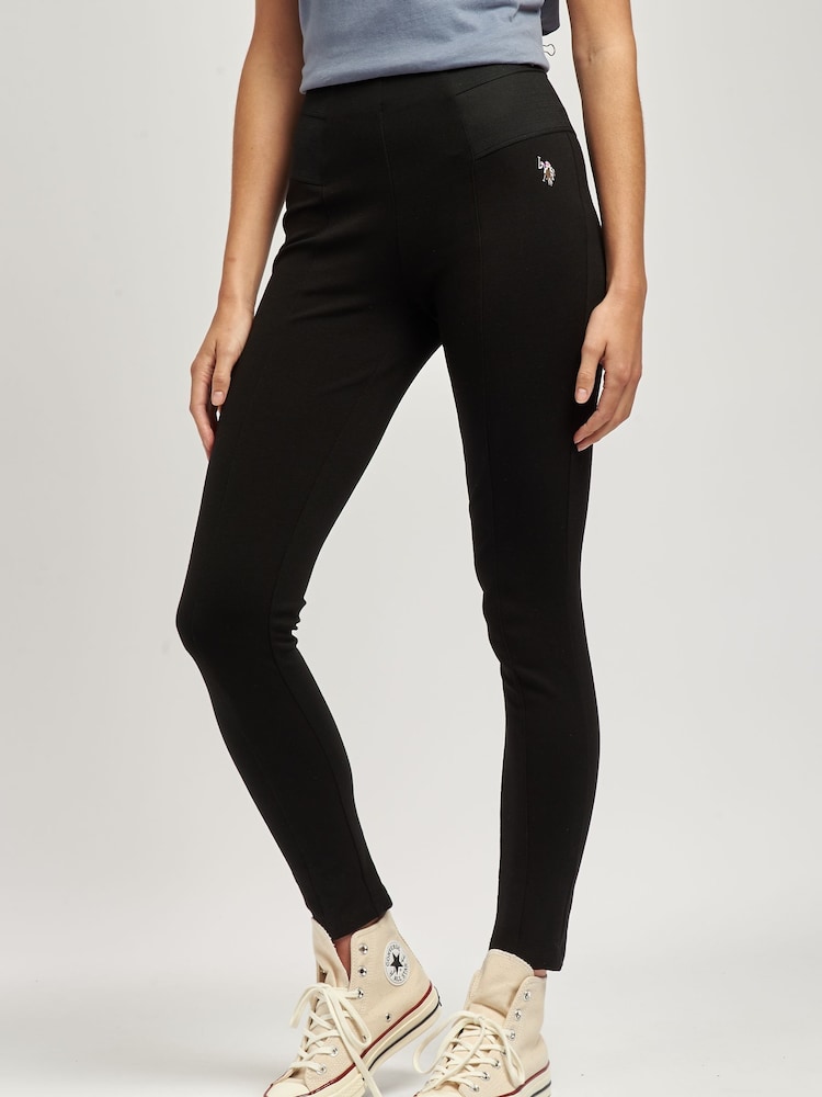 U.S. Polo Assn. Black Womens Elastic Waistband Leggings - Image 1 of 5