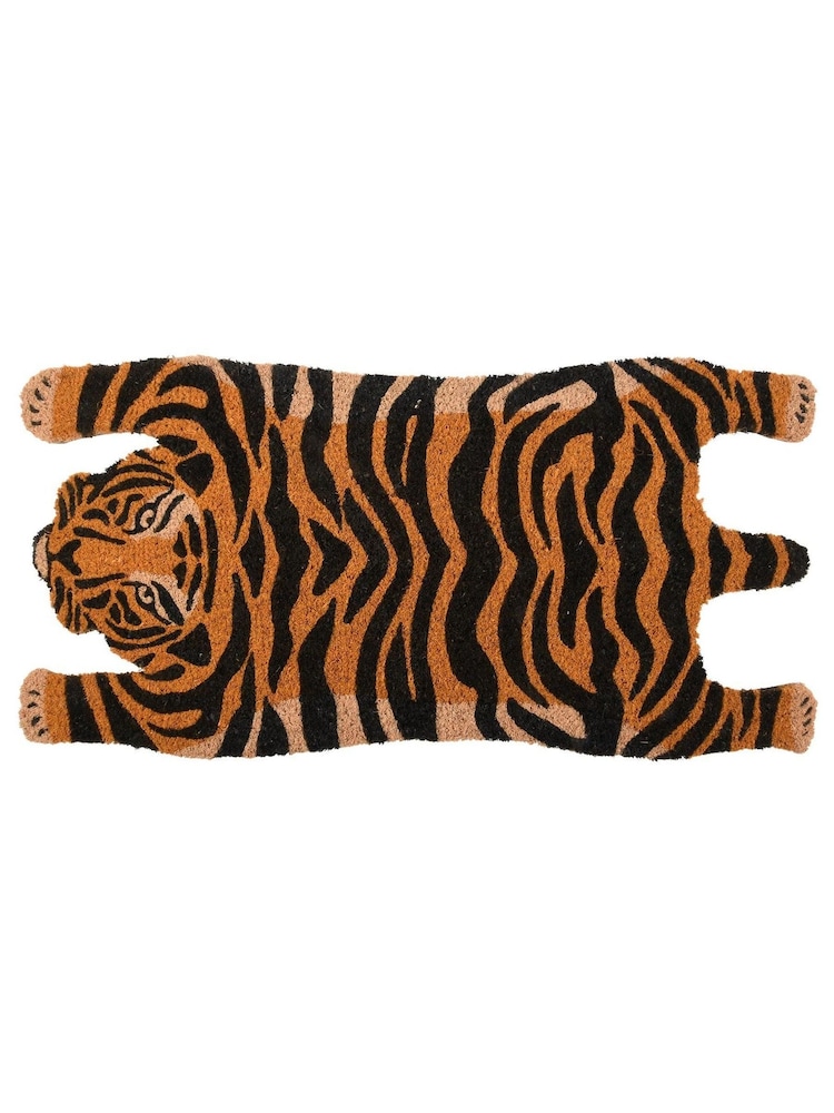 Fallen Fruits Orange Coir Tiger Shaped Doormat - Image 1 of 1
