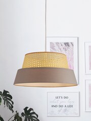 Searchlight Haven Rattan and Grey Linen Lamp Shade - Image 1 of 3