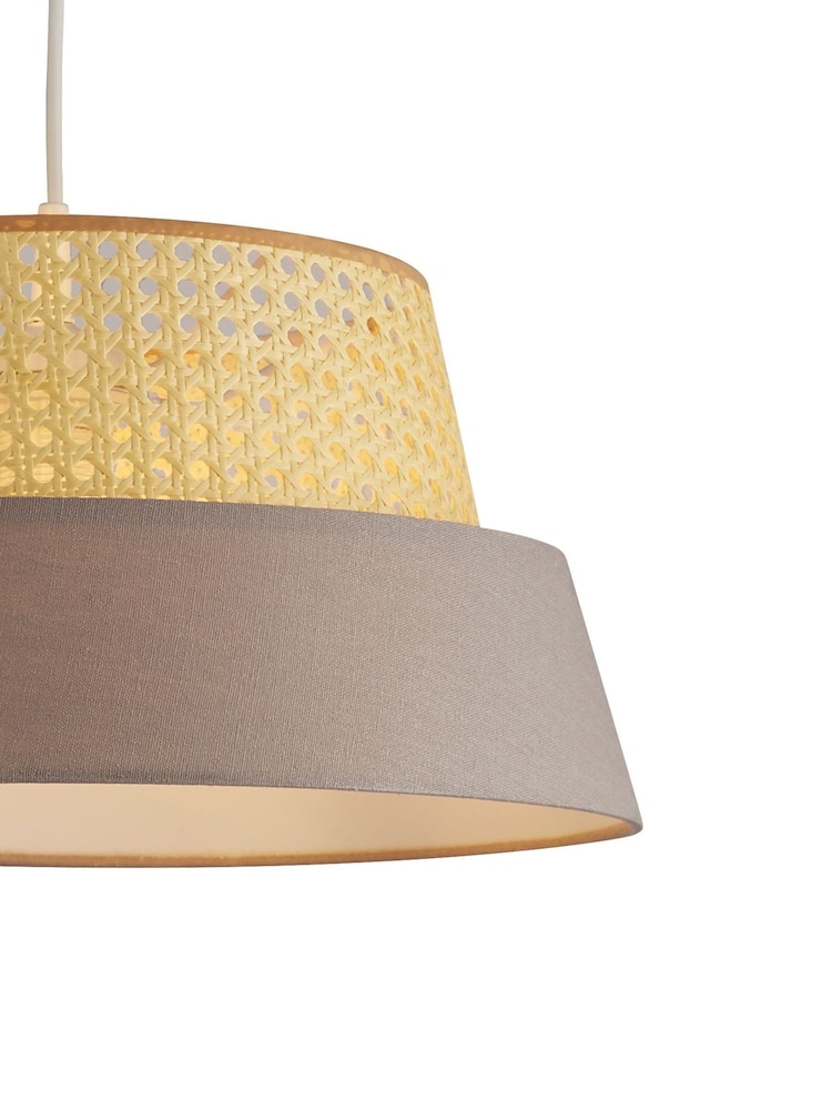 Searchlight Haven Rattan and Grey Linen Lamp Shade - Image 3 of 3