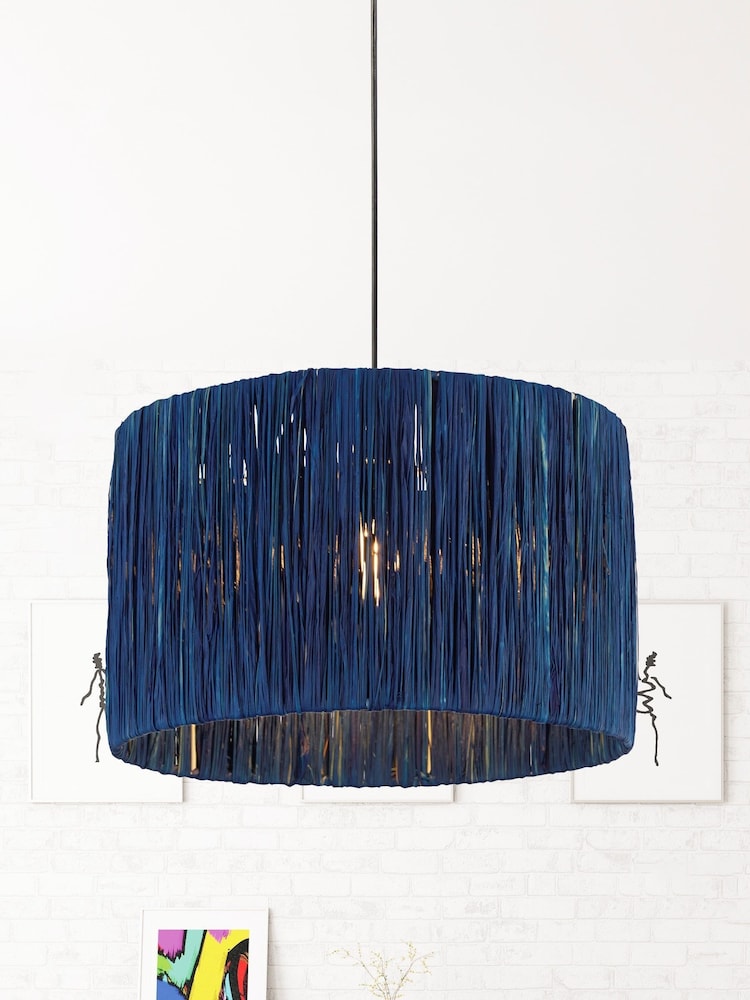 Searchlight Blue Willow Raffia Lamp Shade - Image 1 of 4