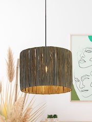 Searchlight Dark Grey Willow Raffia Lamp Shade - Image 1 of 3