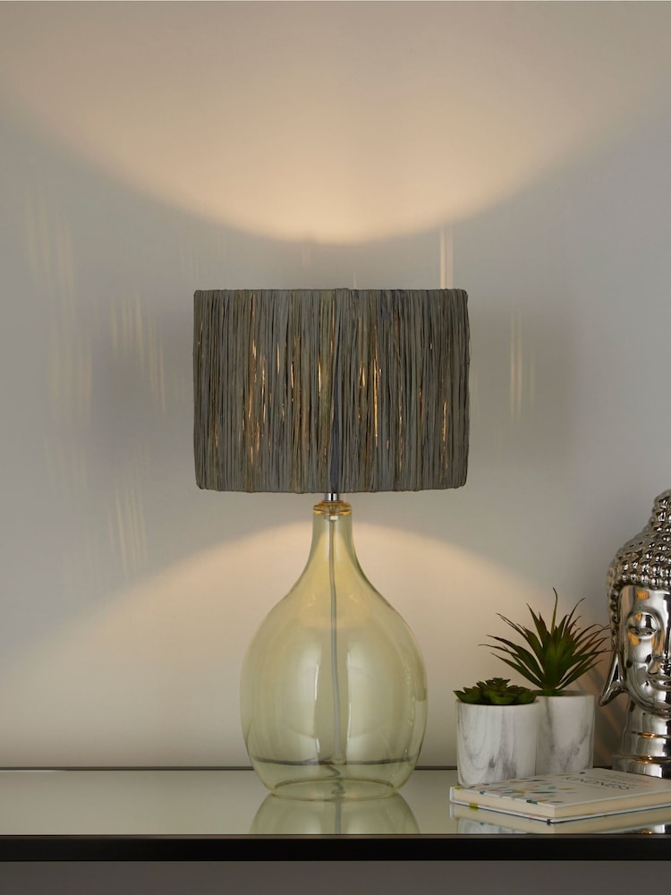 Searchlight Dark Grey Willow Raffia Lamp Shade - Image 2 of 3