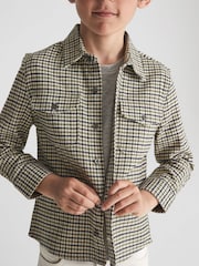 Reiss Green Kane Junior Checked Twin Pocket Overshirt - Image 1 of 7