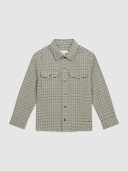 Reiss Green Kane Junior Checked Twin Pocket Overshirt - Image 2 of 7