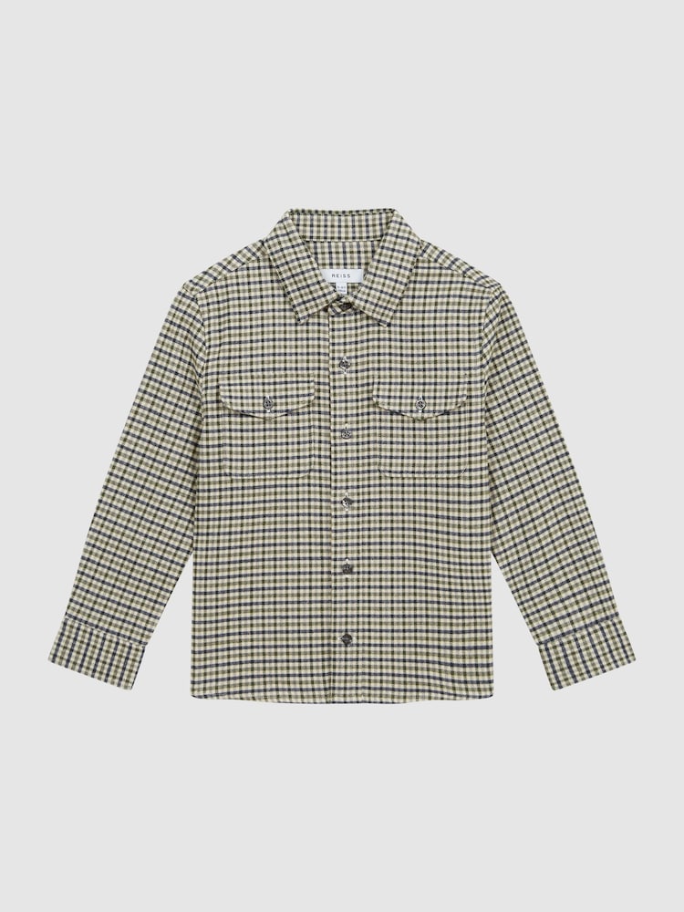 Reiss Green Kane Junior Checked Twin Pocket Overshirt - Image 2 of 7