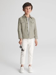 Reiss Green Kane Junior Checked Twin Pocket Overshirt - Image 3 of 7