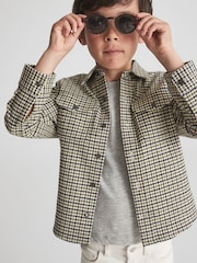 Reiss Green Kane Junior Checked Twin Pocket Overshirt - Image 4 of 7