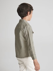 Reiss Green Kane Junior Checked Twin Pocket Overshirt - Image 5 of 7