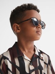 Reiss Bordeaux Rico Junior Abstract Print Cuban Collar Shirt - Image 4 of 8