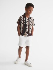 Reiss Bordeaux Rico Junior Abstract Print Cuban Collar Shirt - Image 6 of 8